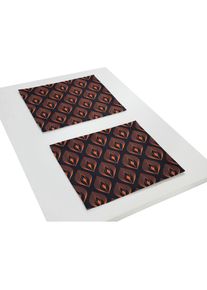 Adam, Platzset &raquo;Feathers&laquo; GOTS organic,zertifiziert durch CERES 0242Made in Germany, dunkelblau, orange, Obermaterial: 100% Baumwolle, 2 Stk.