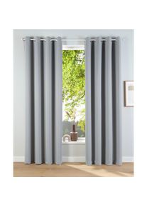 Goodproduct, GOODproduct Verdunkelungsvorhang &raquo;Solana&laquo; &Ouml;sen 2 Stk. tlg. 2-er Set, Breite 140 cm, einfarbig, hellgrau, Polyester