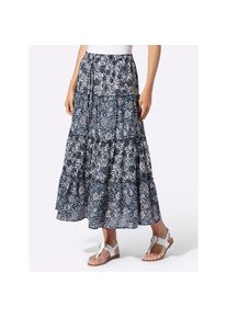 Heine, Unisex, Heine Stufenrock, champagner, dunkelblau, bedruckt, 44, gewebte Qualit&auml;t