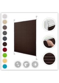 LICHTBLICK Original, LICHTBLICK ORIGINAL Plissee &raquo;Klemmfix&laquo; Lichtschutz ohne Bohren verspannt Faltenstore, braun, wei&szlig;, Obermaterial: 100% Polyester