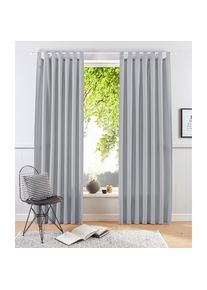 Goodproduct, GOODproduct Vorhang &raquo;Raja&laquo; Schlaufen 2 Stk. tlg. 2er-Set, Bestseller, einfarbig, modern, pflegeleichte Mikrofaser, silbergrau, Polyester,