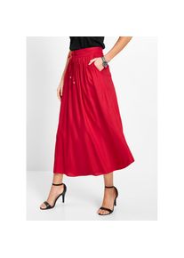 bonprix, Unisex, bonprix Maxirock aus Viskose, Maxil&auml;nge, lockere Passform, bedrucktes Design, rot, 54, Maxirock aus Viskose mit bedrucktem Design