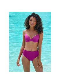 Bruno Banani, Unisex, B&uuml;gel-Bikini-Top &raquo;Milano&laquo; mit kupferfarbenen Paspeln, fuchsia, 38, Cup D, Mit gl&auml;nzenden Paspeln