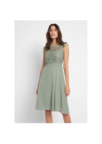 bonprix, Unisex, bonprix Minikleid &raquo;Minikleid mit Spitze&laquo; f&uuml;r besondere Anl&auml;sse, aus Polyester, taillierte Passform, seegras, 46, N-Gr, Minikleid mit 