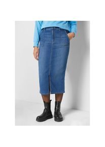 bonprix, Unisex, bonprix Jeansrock aus Baumwollmischung, mit Schlitz, schmale Passform, casual Stil, blau denim used, 52, Midi-Jeansrock mit Schlitz