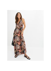 bonprix, Unisex, bonprix Maxikleid aus Viskose und Elasthan, ausgestellte Passform, &auml;rmellos, schwarz, koralle, 52/54 (XXL), N-Gr, Maxikleid f&uuml;r ein 