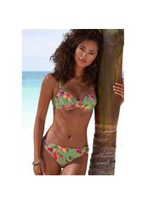 Lascana, Unisex, Lascana B&uuml;gel-Bikini-Top &raquo;Malia&laquo; mit tropischem Print, salbei, pink bedruckt, 36, Cup D, Florales Design