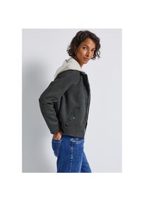 Street One, Unisex, Street One Blouson mit Kapuze Kurze Jacke mit Stehkragen und abnehmbarer Kapuze, evernight gr&uuml;n, 42, Veloursjacke mit Kapuze von 