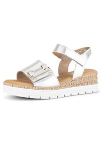 Gabor, Unisex, Keilsandalette &raquo;GENUA&laquo; , Keilabsatz, Sommerschuh, Sandale mit Klettverschl&uuml;ssen, Weite G, silberfarben, 44, Sandalette mit dekorativer 