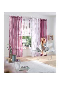 Goodproduct, GOODproduct Gardine &raquo;Dimona&laquo; &Ouml;sen 2 Stk. tlg. 2-er Set, transparent, Voile, Polyester, Wellen, wei&szlig;, beere, Voile, Polyester