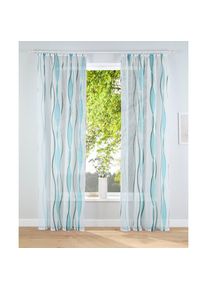 Goodproduct, GOODproduct Gardine &raquo;Dimona&laquo; Kr&auml;uselband 2 Stk. tlg. 2er-Set, Bestseller, Polyester, Wellen, wei&szlig;, petrol, Voile, Polyester