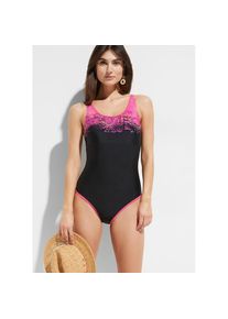 bonprix, Unisex, bonprix Schwimmanzug &raquo;Sport-Badeanzug mit Racerback&laquo; sportliche Passform, Racerback-Design, aus Polyamid und Elasthan, schwarz, pink 