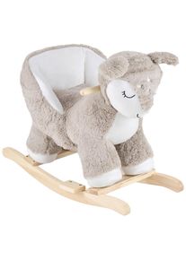 Patinio Schaukelpferd , Weiss, Taupe , Holz, Metall, Textil , Pappel , vollmassiv , 33x55x68 cm , unisex , EN 71 , Haltegriffe, Ger&auml;uscheffekte , Spielzeug, Kinderfahrzeuge, Sonstige Kinderfahrzeuge