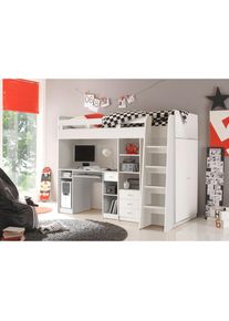 Mid.you Hochbett , Weiss , Holzwerkstoff , seitenverkehrt montierbar , 90x200 cm , Baby- und Kinderm&ouml;bel, Kinder- & Jugendzimmer, Kinderbetten, Hochbetten