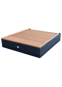 Sandkasten , Anthrazit, Braun , Holz , Hemlocktanne , 90x74x100 cm , unisex , EN 71, CE, FSC 100% , hoher Rand, Sitzfl&auml;che, mit Holzschutz vorbehandelt , Freizeit & Co, Outdoor-Spielzeug, Sandk&auml;sten