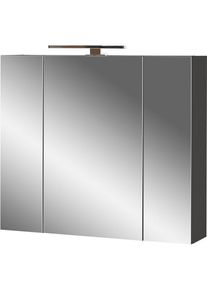 Germania Badezimmerspiegelschrank &raquo;Yonkers&laquo;, ABS-Kanten, 3-D Spiegel, T&uuml;rd&auml;mpfung, Verstellbare Einlegeb&ouml;den grau Graphit