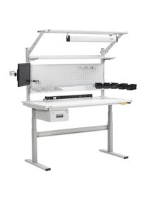 Arbeitstisch, elektrisch h&ouml;henverstellbar, H&ouml;he 630 - 1270 mm, ESD-Ausf&uuml;hrung, BxT 1100 x 800 mm treston