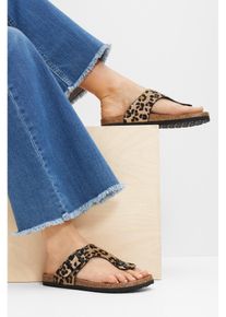 Zehenstegpantoletten mit bequemem Fu&szlig;bett in beige, Gr&ouml;sse 37, bonprix