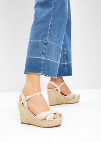 Keilsandaletten in Bast-Optik in beige, Gr&ouml;sse 42, bonprix