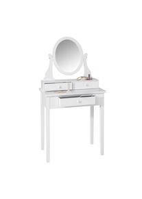 Ambia Home Schminktisch , Weiss , Glas, Holzwerkstoff , Kiefer , 3 Schublade(n) Schubladen , rechteckig , eckig , 70x132x40 cm , Schlafzimmer, Schminktische