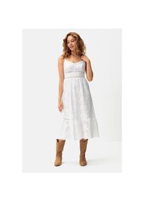 Lascana, Unisex, Lascana Midikleid mit sommerlicher Lochstickerei, wei&szlig;, 42, N-Gr, Verstellbare Spaghettitr&auml;ger