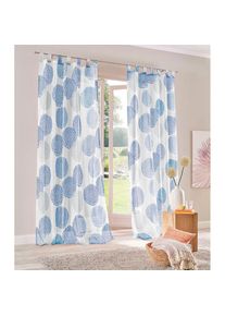 Goodproduct, GOODproduct Gardine &raquo;Belem&laquo; Schlaufen 1 Stk. tlg. 1 oder 2 Schals, Vorhang, Fertiggardine, Kreise, wei&szlig;, blau, Voile, Polyester