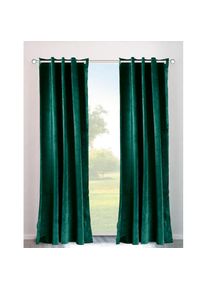 Goodproduct, GOODproduct Vorhang &raquo;Velvet Uni&laquo; &Ouml;sen 2 Stk. tlg. Blickdichter Samt, 2-er Set, edel, Gardine, multifunktional, dunkelgr&uuml;n, Polyester, 