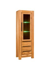 Home Affaire, Home Affaire Vitrine schwarze Griffe, Eiche teilmassiv, 3 Schubkasten mit Selbsteinzug, braun, FSC -zertifizierter Holzwerkstoff, 