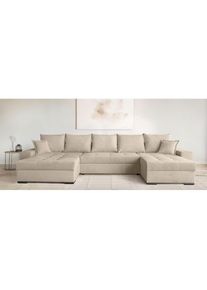 Goodproduct, GOODproduct Wohnlandschaft &raquo;U-Form Home System&laquo; 2 Ottomanen,Bonnelfederkern, Schlaffunktion, anthrazit, 100%Polyester, B/H/T: 333 cm x 41