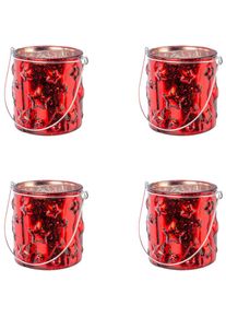 Creativ Deco, Creativ deco Windlicht &raquo;Weihnachtsdeko&laquo; Glas mit Stern-Struktur, rot, Glas, B/H/T: 10 cm