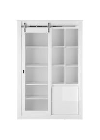 Home Affaire, Home Affaire Vitrine &raquo;Daytona, moderner Hochschrank, Glasvitrine in Weiss Hochglanz&laquo; mit Schiebet&uuml;renbeschlag in Chrom-Optik, 