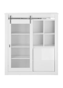 Home Affaire, Home Affaire Vitrine &raquo;Daytona, moderner Hochschrank, Glasvitrine in Weiss Hochglanz&laquo; mit Schiebet&uuml;renbeschlag in Chrom-Optik, 