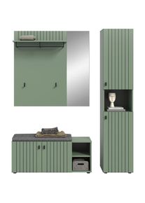 Home Affaire, Home Affaire Garderoben-Set &raquo;TATIO, 4-tlg. Garderobenkombination, Breite: 161 cm, Rillenfr&auml;sung&laquo; Set, Set, best. aus: 1 Paneel, 1 