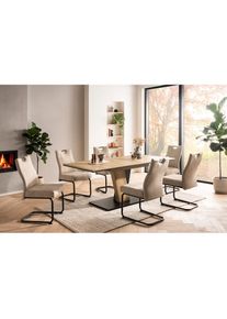 Goodproduct, GOODproduct Essgruppe &raquo;"Altona", Esstisch ausziehbar plus 6 St&uuml;hle, TOPSELLER!&laquo; Esstisch ausziehbar 140 - 180 cm, 6 Freischwinger, 7 tlg.