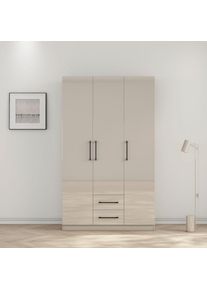 Goodproduct, GOODproduct Kleiderschrank &raquo;Sylt Schlafzimmerschrank Garderobe Schrank Bestseller hochglanz&laquo; hochwertige schwarze Metallgriffe, 