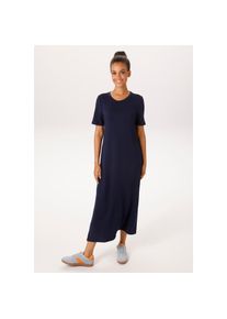Aniston Casual, Unisex, Aniston CASUAL Maxikleid mit Seitenschlitzen, blau, 44, N-Gr, Kleid aus elastischer Jersey-Qualit&auml;t