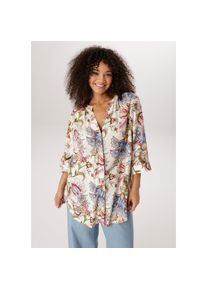 Aniston Plus, Unisex, Aniston PLUS Longbluse mit Blumen bedruckt - jedes Teil ein Unikat - NEUE KOLLEKTION, hellgelb, blau, rose, bordeaux, gelb, 54, 