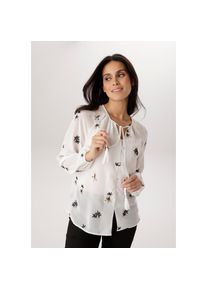 Aniston Selected, Unisex, Aniston SELECTED Chiffonbluse mit modischer Blumenstickerei - NEUE KOLLEKTION, wollwei&szlig;, schwarz, beige, 40, Bluse mit 