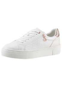 Tamaris, Unisex, Plateausneaker , Freizeitschuh, Halbschuh, Schn&uuml;rer mit Bes&auml;tzen und Glitzerdetails, wei&szlig;, ros&eacute;goldfarben, 41, Modischer 