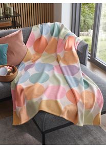 Ibena Witt Wohndecke, ecru-ros&eacute;-gemustert, Gr&ouml;&szlig;e 140x200 cm, 100% Baumwolle