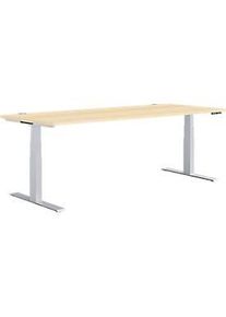 Sch&auml;fer Shop Sch&auml;fer Shop Genius Schreibtisch MODENA FLEX, elektrisch h&ouml;henverstellbar, Rechteck, T-Fuss, B 1800 x T 800 mm, Ahorn/weissalu