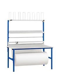 Rocholz Komplett-Packtisch I, inkl. Abrollvorrichtung und Schneidsystem, Arbeitsplatte B 1600 x T 800 mm, bis 100 kg