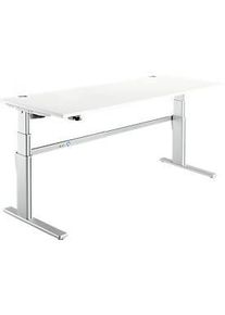 Schreibtisch Komfort, elektrisch h&ouml;henverstellbar, Rechteck, C-Fuss, B 1800 x T 800 x H 655-1305 mm, weiss/weissaluminium RAL 9006
