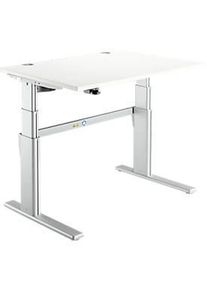 Schreibtisch Komfort, elektrisch h&ouml;henverstellbar, Rechteck, C-Fuss, B 1200 x T 800 x H 655-1305 mm, weiss/weissaluminium RAL 9006