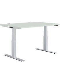 Sch&auml;fer Shop Sch&auml;fer Shop Genius Schreibtisch MODENA FLEX, elektrisch h&ouml;henverstellbar, Rechteck, T-Fuss, B 1200 x T 800 mm, lichtgrau/weissalu