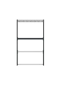 Reihengarderobe Functionals TERTIO EV2P, freistehend, 19 Haken, integrierter Schirmst&auml;nder, B 1000 mm, Aluminium/Stahl/Kunststoff, silber-dunkelgrau