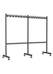 Mobiler Garderobenst&auml;nder Functionals KOMPAKT, 80 Haken, mit Bremse, H 2000 mm, Stahl und Kunststoff, dunkelgrau