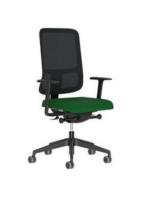 Nowy Styl B&uuml;rostuhl NowyStyl UTILA, mit Armlehnen, Synchronmechanik, Muldensitz, sitzh&ouml;hen-/tiefenverstellbar, R&uuml;ckenlehne mit Netzbezug, schwarz/gr&uuml;n