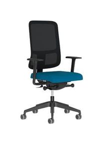 Nowy Styl B&uuml;rostuhl NowyStyl UTILA, mit Armlehnen, Synchronmechanik, Muldensitz, sitzh&ouml;hen-/tiefenverstellbar, R&uuml;ckenlehne mit Netzbezug, schwarz/blau