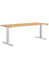 Sch&auml;fer Shop Sch&auml;fer Shop Genius Schreibtisch MODENA FLEX, elektrisch h&ouml;henverstellbar, Rechteck, T-Fuss, B 1800 x T 800 mm, Buche/weissalu